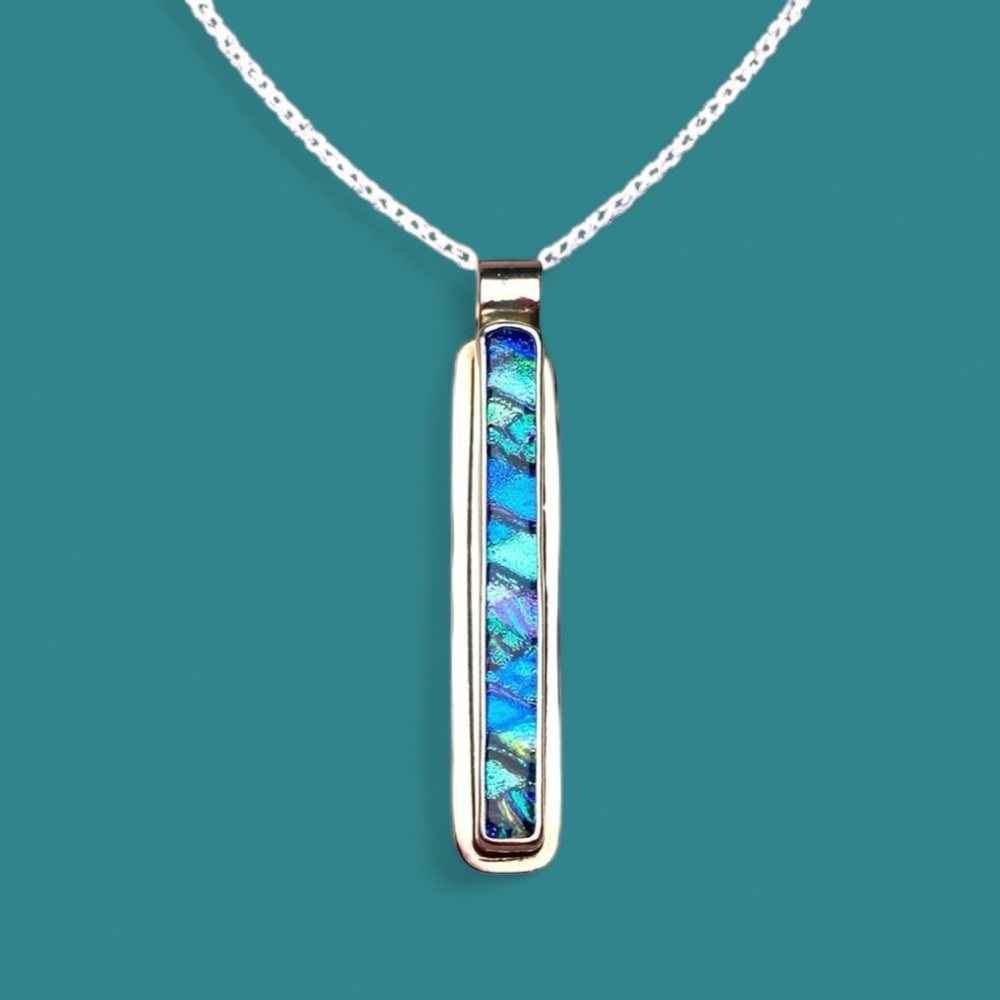 925 Sterling Silver Vertical Rectangular Iridesce… - image 1